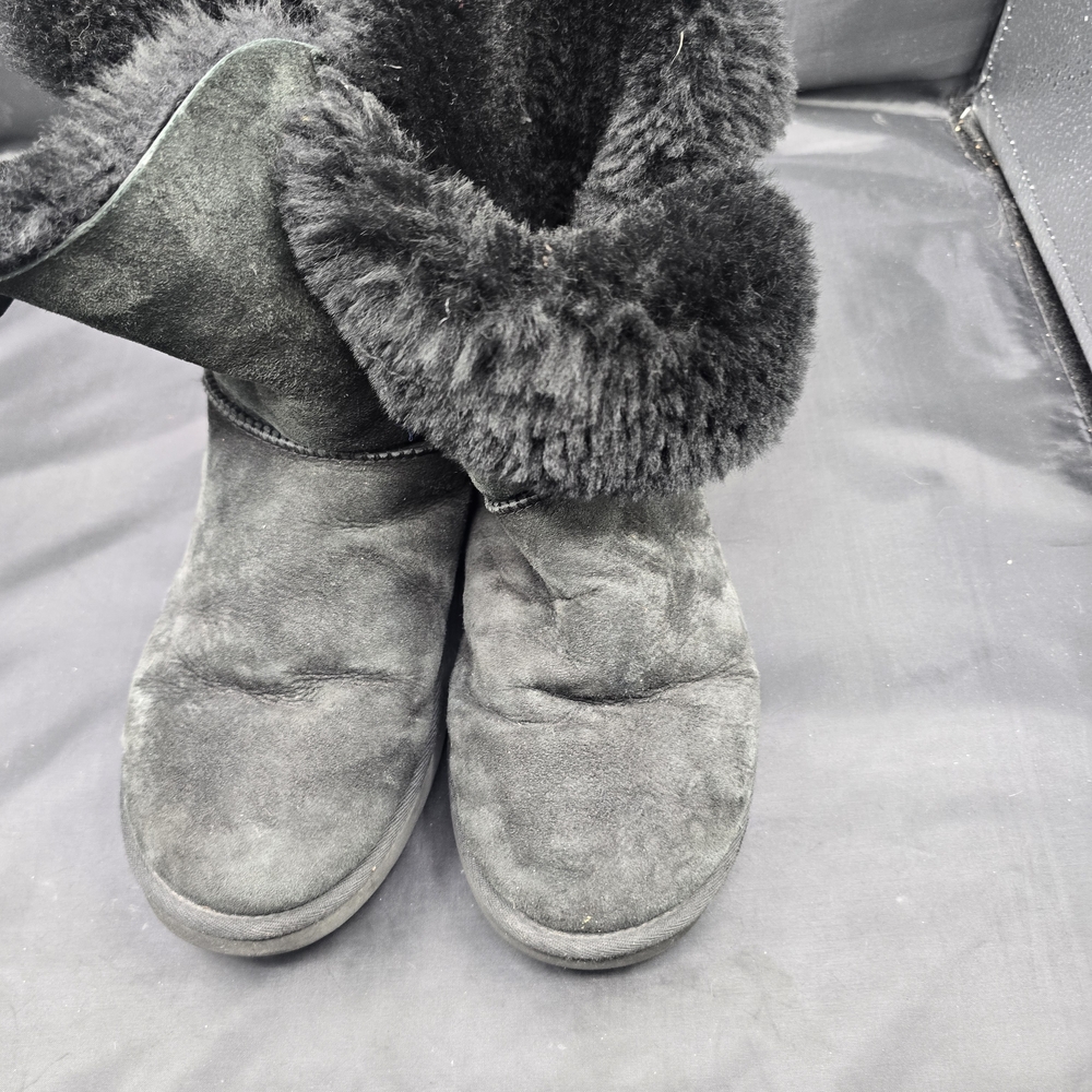UGG Black‎ Winter Rain Boots with Plush Trim